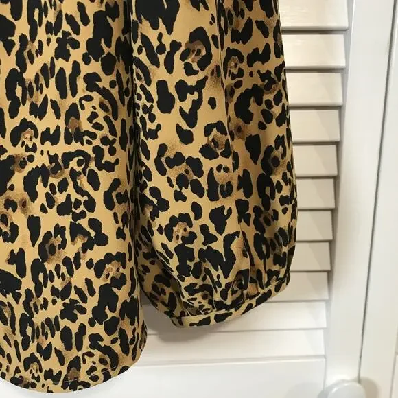 J. Crew Leopard Print Ruffled Neck Long Balloon Sleeve Blouse 2X - Picture 9 of 9